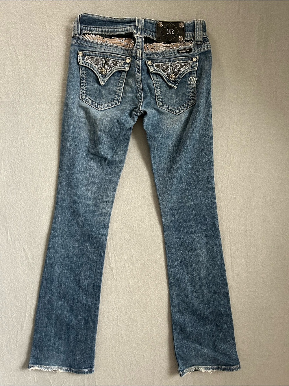 Miss Me Bootcut Flip pockets w/ Rhinestone and Sequin Wings Jeans Women's 27